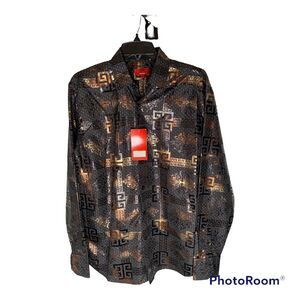 Patron Cito Red Label NWT long sleeve Nice dress shirt size M BLK Great‎ Design